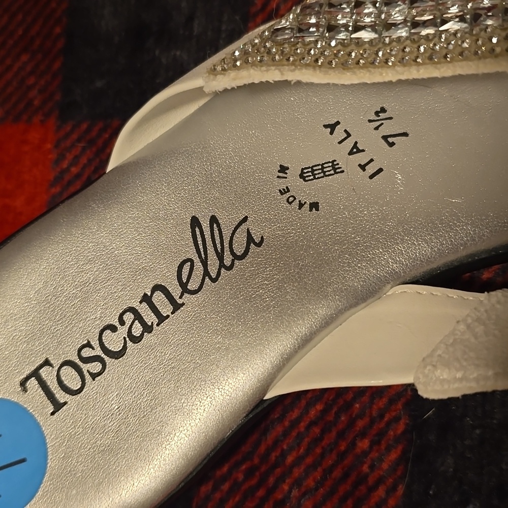 Toscanella White and Rhinestone Sandals - Picture 9 of 11